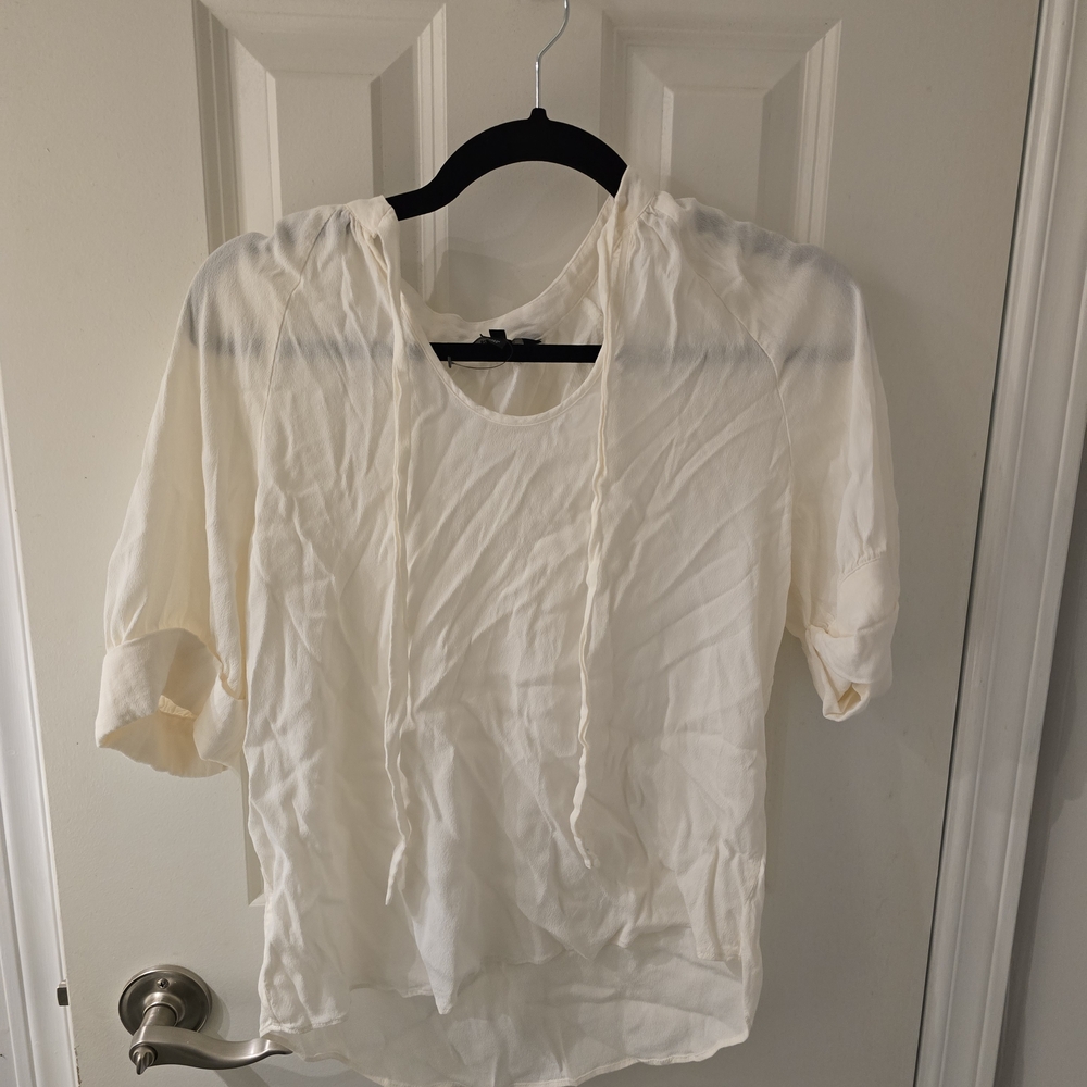 RW&CO. Cream Blouse with Rolled Sleeves